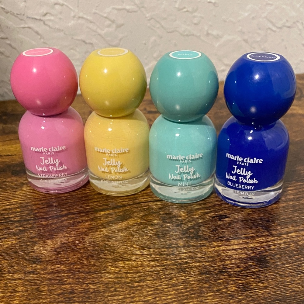 marie claire Jelly Nail Polish Set - Pink, Yellow, Mint, Blue